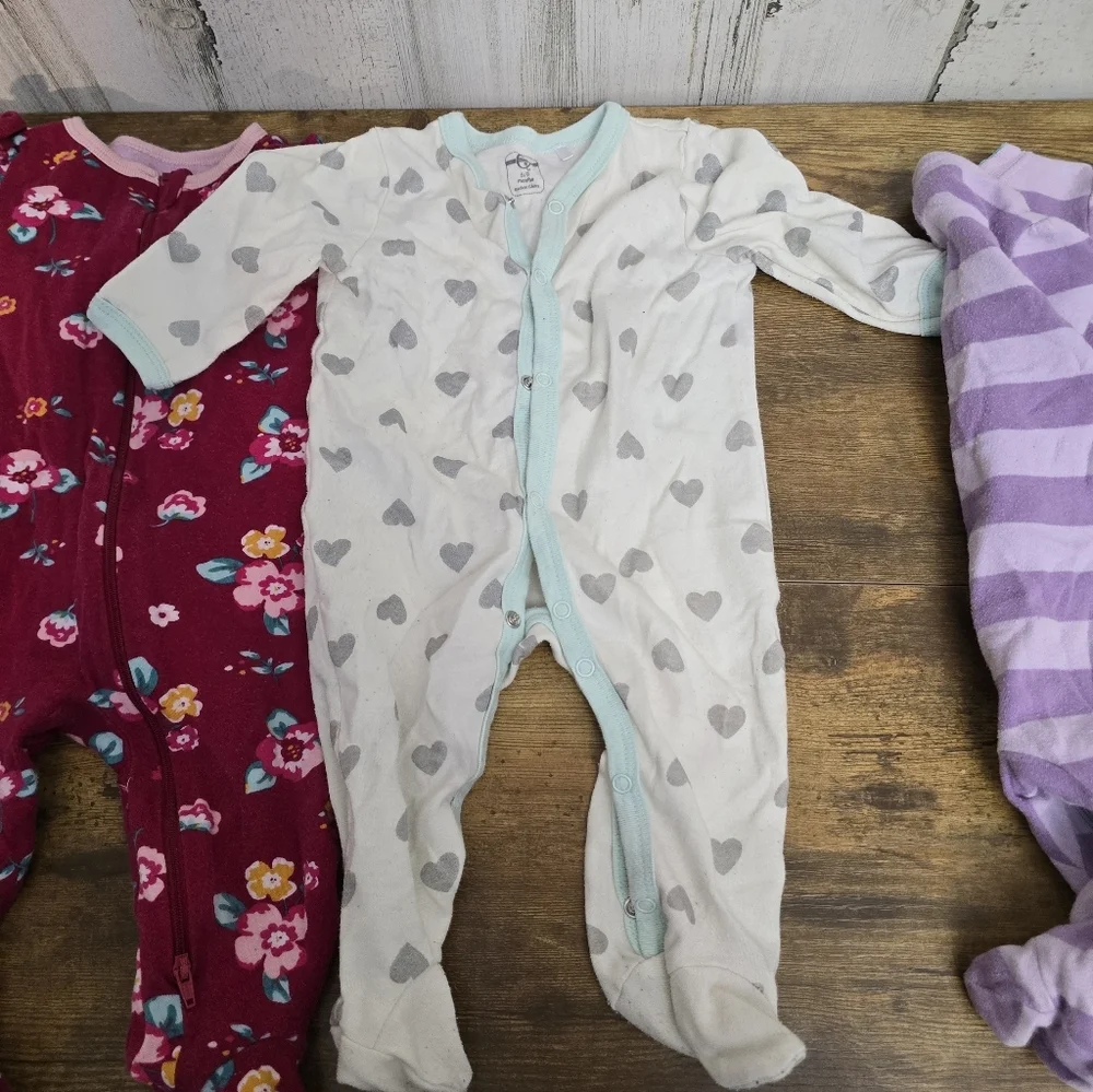 Baby Girls Size 6-9 Months Footsie Pajama Lot Of 4